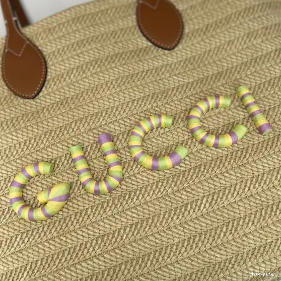 Hyper Peter MEDIUM STRAW-EFFECT TOTE GUCCI 0705
